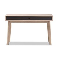 Baxton Studio Fella Mid-Century Modern 2-Drawer Oak And Grey Wood Study Desk