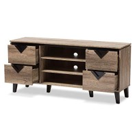 Baxton Studio Beacon 55 Wood Tv Stand In Distressed Oak