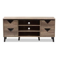 Baxton Studio Beacon 55 Wood Tv Stand In Distressed Oak