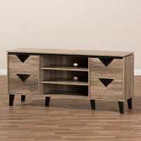 Baxton Studio Beacon 55 Wood Tv Stand In Distressed Oak