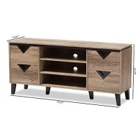 Baxton Studio Beacon 55 Wood Tv Stand In Distressed Oak