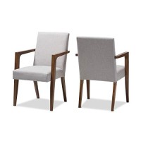 Baxton Studio Andrea Upholstered Arm Chair In Gray Beige (Set Of 2)