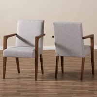 Baxton Studio Andrea Upholstered Arm Chair In Gray Beige (Set Of 2)