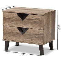 Baxton Studio Swanson Modern And Contemporary Light Brown Wood 2-Drawer Nightstand