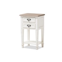 Baxton Studio Dauphine 15 34 Wide Weathered Oak And White Side Table
