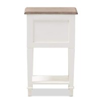 Baxton Studio Dauphine 15 34 Wide Weathered Oak And White Side Table