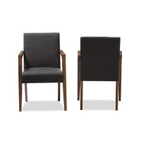 Baxton Studio Andrea Fabric Upholstered Arm Chair In Gray (Set Of 2)