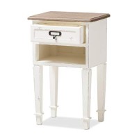 Baxton Studio Dauphine 1 Drawer Wood Nightstand In Weathered Oak White