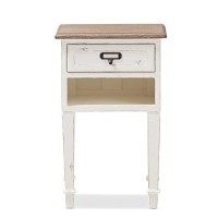 Baxton Studio Dauphine 1 Drawer Wood Nightstand In Weathered Oak White