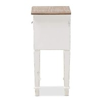 Baxton Studio Dauphine 1 Drawer Wood Nightstand In Weathered Oak White