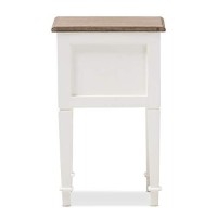 Baxton Studio Dauphine 1 Drawer Wood Nightstand In Weathered Oak White