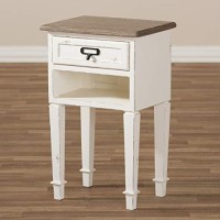 Baxton Studio Dauphine 1 Drawer Wood Nightstand In Weathered Oak White