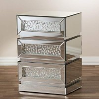 Baxton Studio Sabrina Regency Glamour Style Mirrored 3-Drawer End Table