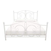 Dhp Bombay Metal Platform Bed With Parisian Style Headboard And Footboard, Adjustable Base Height For Underbed Storage, No Box Spring Needed, Queen, White