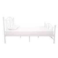 Dhp Bombay Metal Platform Bed With Parisian Style Headboard And Footboard, Adjustable Base Height For Underbed Storage, No Box Spring Needed, Queen, White
