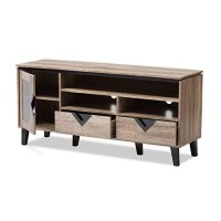 Baxton Studio Cardiff 55 Wood Tv Stand In Distressed Oak