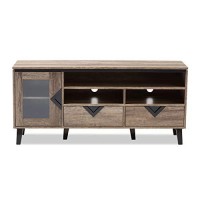 Baxton Studio Cardiff 55 Wood Tv Stand In Distressed Oak