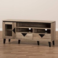 Baxton Studio Cardiff 55 Wood Tv Stand In Distressed Oak