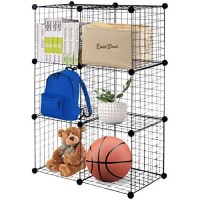 Tangkula Wire Storage Cubes, Metal Grids Book Shelf, Modular Shelving Units Bookcase, 6 Cubes Diy Closet Wardrobe Organizer For Home, Office, Kids Room