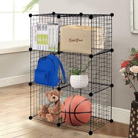 Tangkula Wire Storage Cubes, Metal Grids Book Shelf, Modular Shelving Units Bookcase, 6 Cubes Diy Closet Wardrobe Organizer For Home, Office, Kids Room