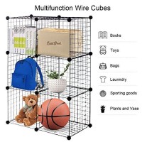 Tangkula Wire Storage Cubes, Metal Grids Book Shelf, Modular Shelving Units Bookcase, 6 Cubes Diy Closet Wardrobe Organizer For Home, Office, Kids Room