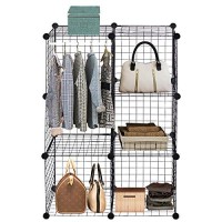 Tangkula Wire Storage Cubes, Metal Grids Book Shelf, Modular Shelving Units Bookcase, 6 Cubes Diy Closet Wardrobe Organizer For Home, Office, Kids Room