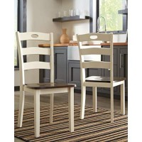 Signature Design By Ashley Woodanville 18 Cottage Ladderback Dining Chair, 2 Count, Cream & Brown