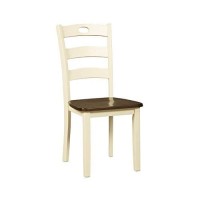 Signature Design By Ashley Woodanville 18 Cottage Ladderback Dining Chair, 2 Count, Cream & Brown