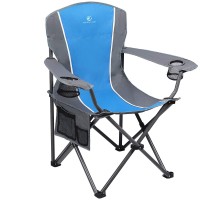 Alpha Camp Oversized Camping Folding Chair Heavy Duty Steel Frame Support 350 Lbs Collapsible Arm Chair With Cup Holder Quad Lumbar Back Chair Portable For Outdoor/Indoor