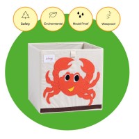 Dodymps Foldable Animal Canvas Storage Toy Box/Bin/Cube/Chest/Basket/Organizer For Kids, 13 Inch (Crab)