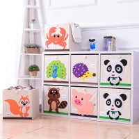 Dodymps Foldable Animal Canvas Storage Toy Box/Bin/Cube/Chest/Basket/Organizer For Kids, 13 Inch (Crab)
