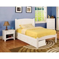 Furniture Of America Foa Barstock 2Pc White Solid Wood Bedroom Set - Twin + Nightstand