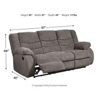 Signature Design By Ashley Tulen Modern Manual Pull Tab Reclining Sofa, Dark Gray