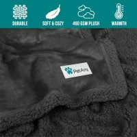 Petami Dog Blanket For Medium Large Dogs, Pet Bed Blanket Cat Puppy Kitten, Fleece Furniture Couch Cover Protector Sofa Car, Soft Sherpa Dog Throw Plush Reversible Washable, 40X60 Solid Dark Gray