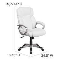 Flash Furniture Carolyn Mid-Back White Leathersoft Executive Swivel Office Chair With Padded Arms