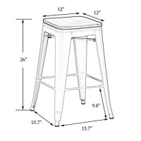 Haobo Home 26 Backless Metal Counter Stool Height Barstools With Wooen Seat Set Of 4] Bar Stools