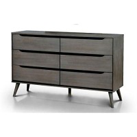Furniture Of America Belkor Mid-Century Modern Wood 6-Drawer Dresser In Gray
