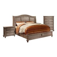 Furniture Of America Foa Calpa 3Pc Natural Solid Wood Bedroom Set- Queen + Chest + Nightstand