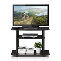 Furinno Turn-N-Tube No Tools 3-Tier Entertainment Center Tv Stand For Tv Up To 32 Inch, Plastic Round Tubes, Dark Walnut