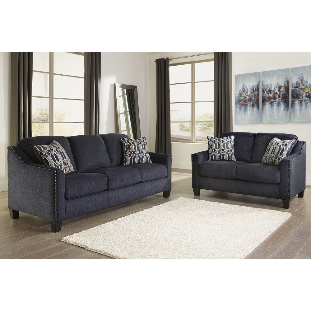 Furnituremaxx Creeal Heights Contemporary Ink Color Fabric Sofa And Loveseat