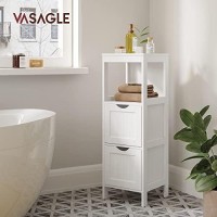 Vasagle Floor Cabinet Multifunctional Bathroom Storage Organizer Rack Stand, 2 Drawers, White