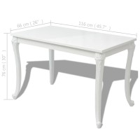 Vidaxl Dining Table 45.7X26X30 High Gloss White