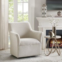 Madison Park Augustine Swivel Glider Chair - Solid Wood, Plywood, Metal Base Accent Armchair Modern Classic Style Family Room Sofa Furniture, Cream