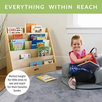 Ecr4Kids Birch Streamline Book Display Stand, Wood Book Shelf Organizer For Kids, 5 Shelves, Natural