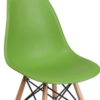 Flash Furniture Elon Series Green Plastic Chair With Wooden Legs