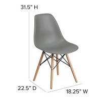 Flash Furniture Elon Series Moss Gray Plastic Chair With Wooden Legs