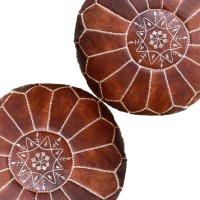 Set Of 2 Amazing Moroccan Pouf Dark Brown Color,, Ottomans Poffes,Footstool Poufs,100% Handmade Leather Poof Home Gifts, Wedding Gifts, Foot Stool,Ready To Magic Your Living Room!