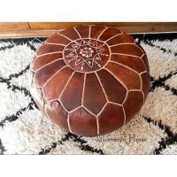 Set Of 2 Amazing Moroccan Pouf Dark Brown Color,, Ottomans Poffes,Footstool Poufs,100% Handmade Leather Poof Home Gifts, Wedding Gifts, Foot Stool,Ready To Magic Your Living Room!