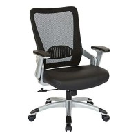 Office Star Emh Series Screen Back Adjustable Office Desk Chair With Padded Seat And Lumbar Support Black Faux Leather