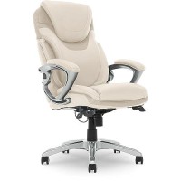 Serta Air Health And Wellness Executive Office Chair, High Back Big And Tall Ergonomic For Lumber Support Task Swivel, Bonded Leather, Cream
